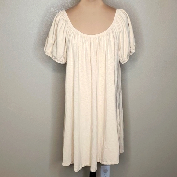American Eagle Outfitters Dresses & Skirts - American Eagle Large Beige Shirt Puff Sleeve Slub Knit dress